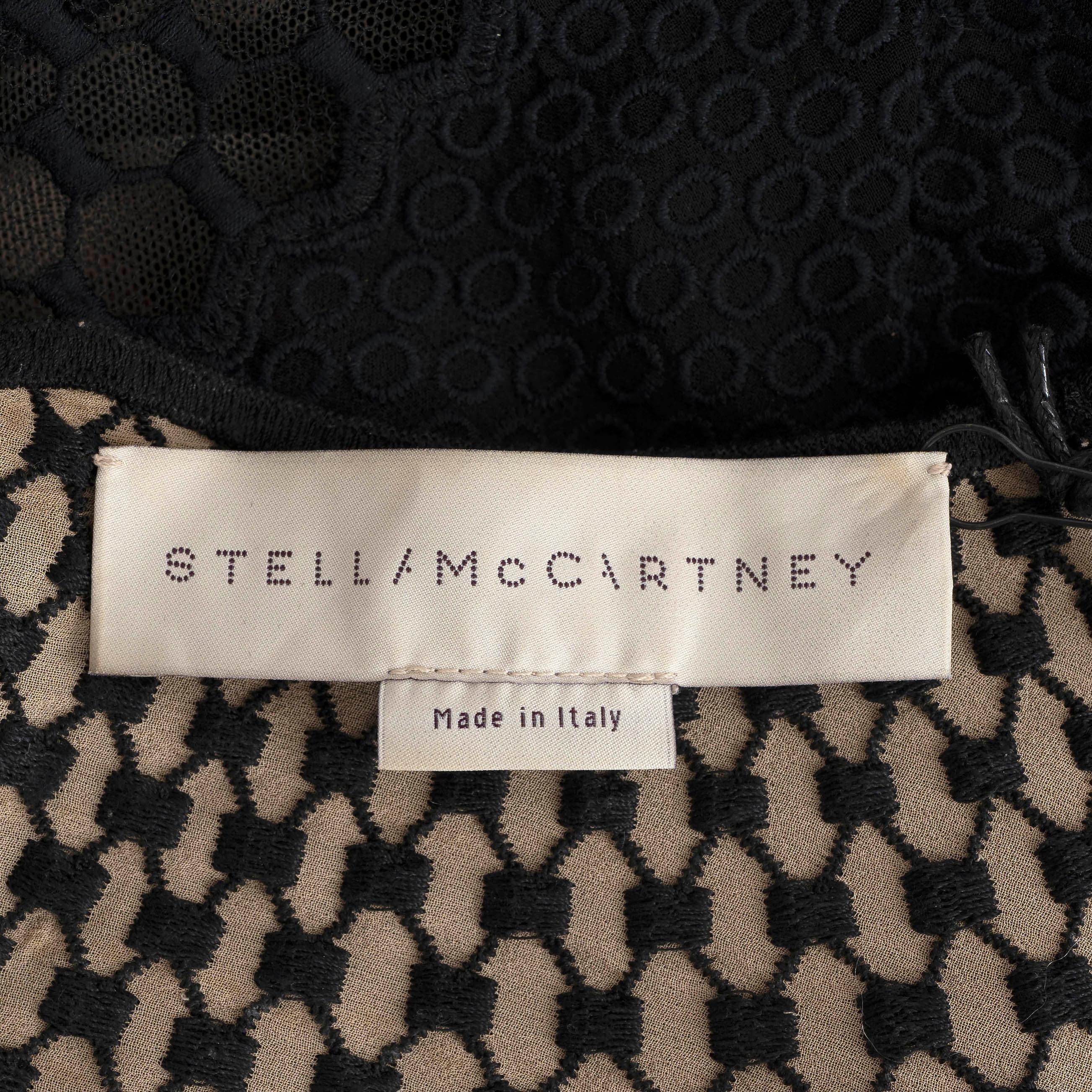 Women's STELLA MCCARTNEY black cotton 2016 ASYMMETRIC CUT-OUT MESH MAXI Dress S For Sale