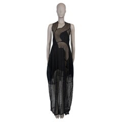 Stella McCartney noir coton 2016 ASYMMETRIC CUT-OUT MESH MAXI Dress S