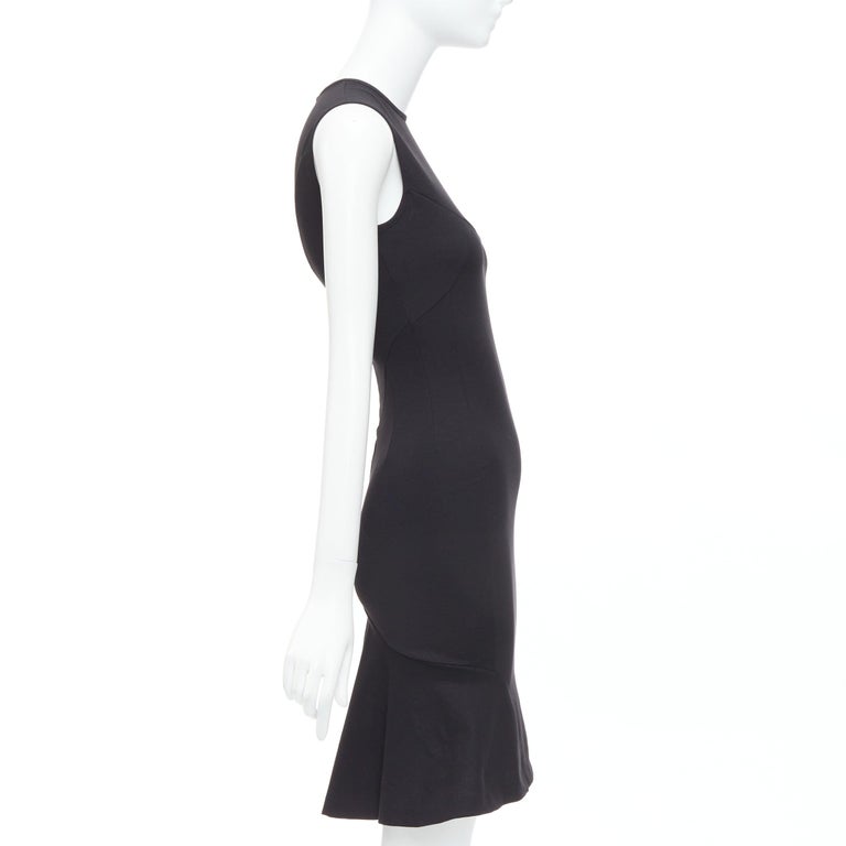 STELLA MCCARTNEY black cotton blend kick flare hem fitted dress IT38 XS For  Sale at 1stDibs