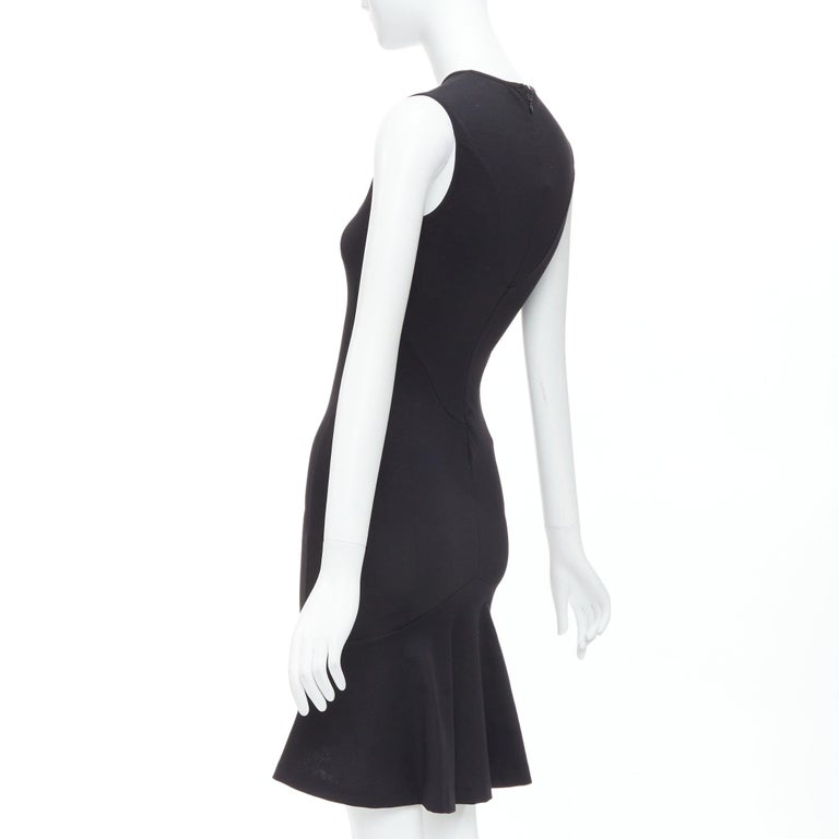 STELLA MCCARTNEY black cotton blend kick flare hem fitted dress IT38 XS For  Sale at 1stDibs