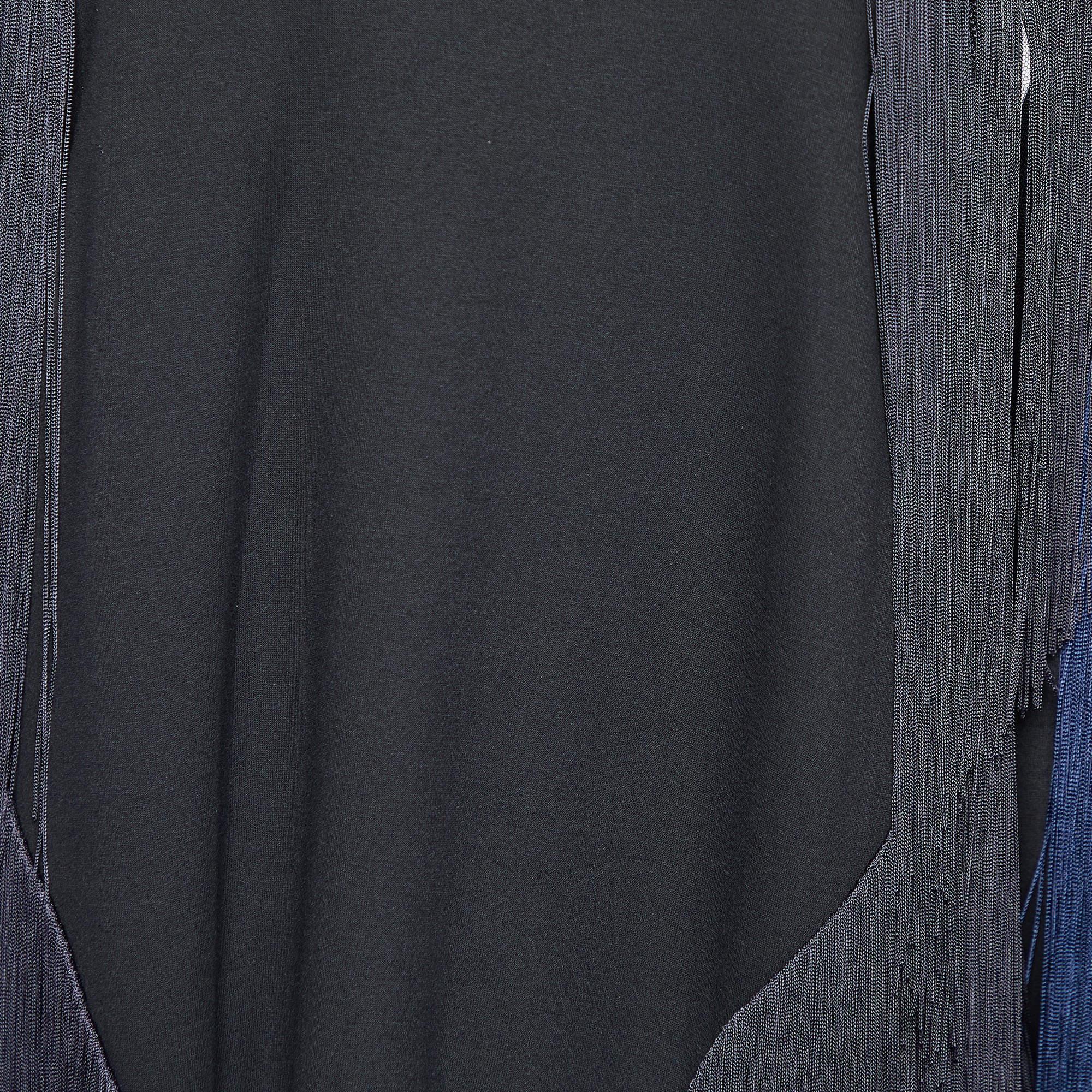 Noir Stella McCartney - Mini-robe noire en tricot de coton à franges L en vente