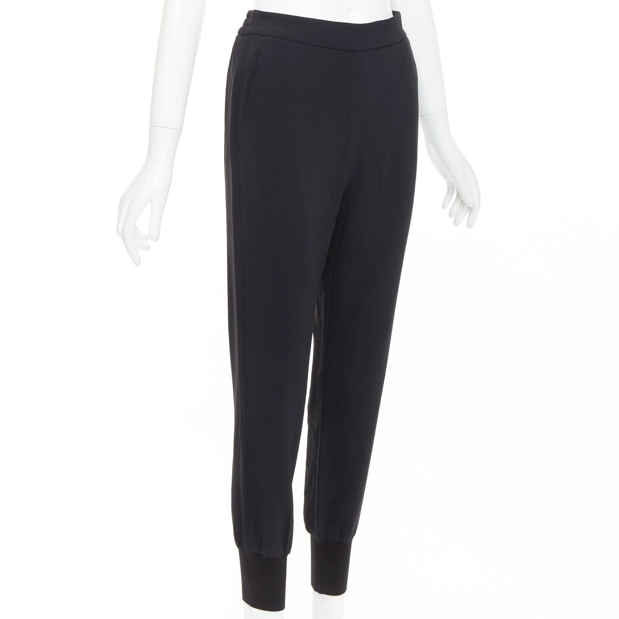 Noir Stella McCartney - Pantalon de jogging noir en coton côtelé avec bordures à l'arrière IT36 XXS en vente