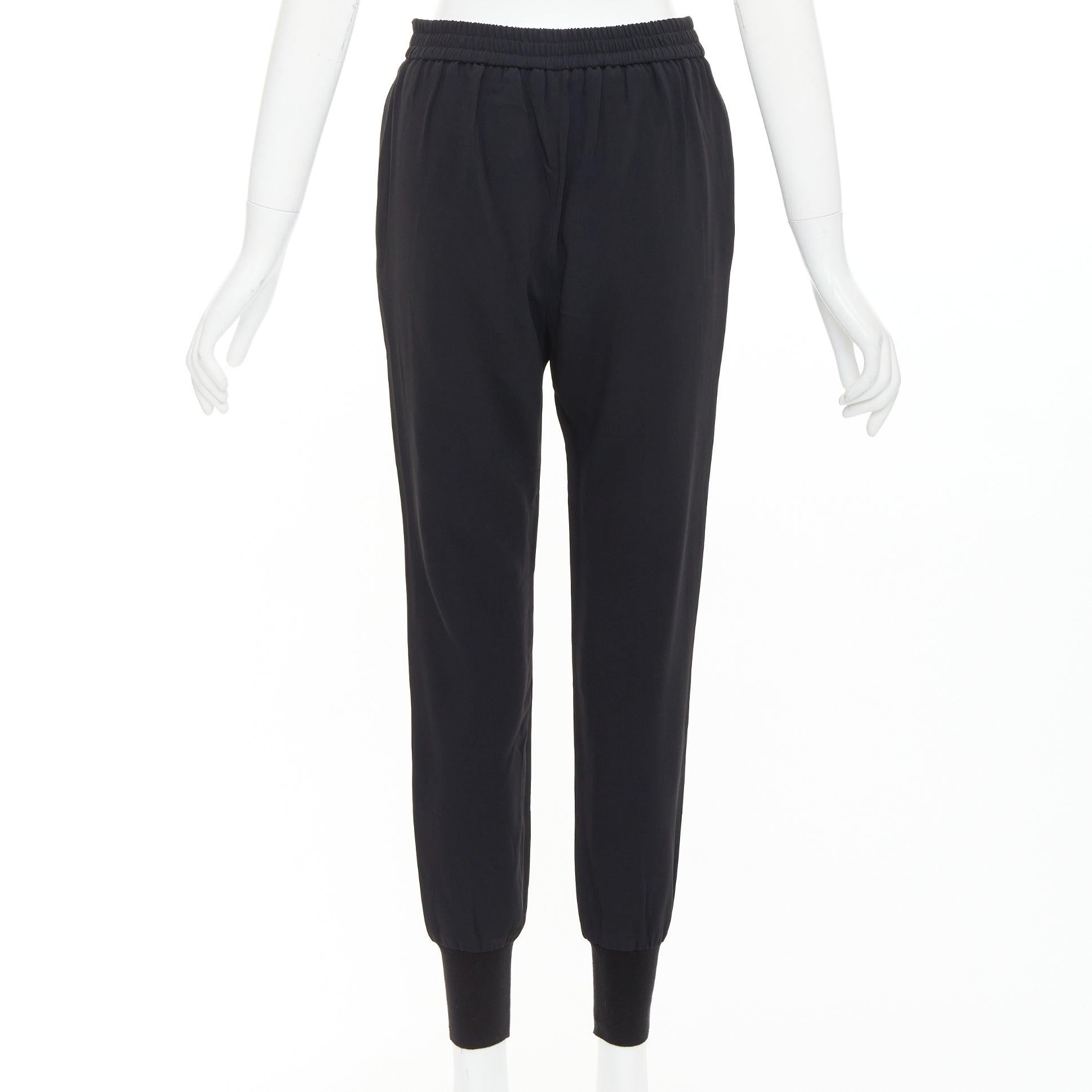 Stella McCartney - Pantalon de jogging noir en coton côtelé avec bordures à l'arrière IT36 XXS Pour femmes en vente