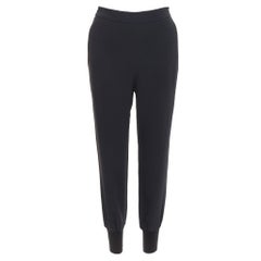 Stella McCartney - Pantalon de jogging noir en coton côtelé avec bordures à l'arrière IT36 XXS
