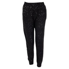 STELLA MCCARTNEY - Pantalon de survêtement de sport en coton noir à sequins, 42 M