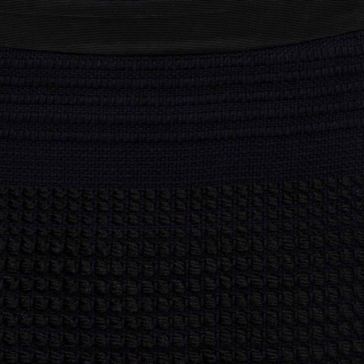 Black STELLA MCCARTNEY black cotton & silk TEXTURED WEAVE MINI Skirt 40 S For Sale