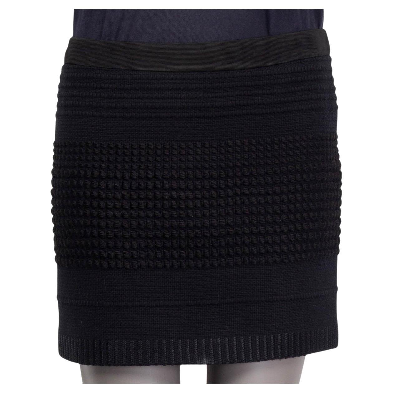 STELLA MCCARTNEY black cotton & silk TEXTURED WEAVE MINI Skirt 40 S For Sale
