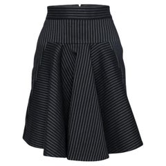 Stella McCartney Minifalda acampanada de rayas de algodón negro S