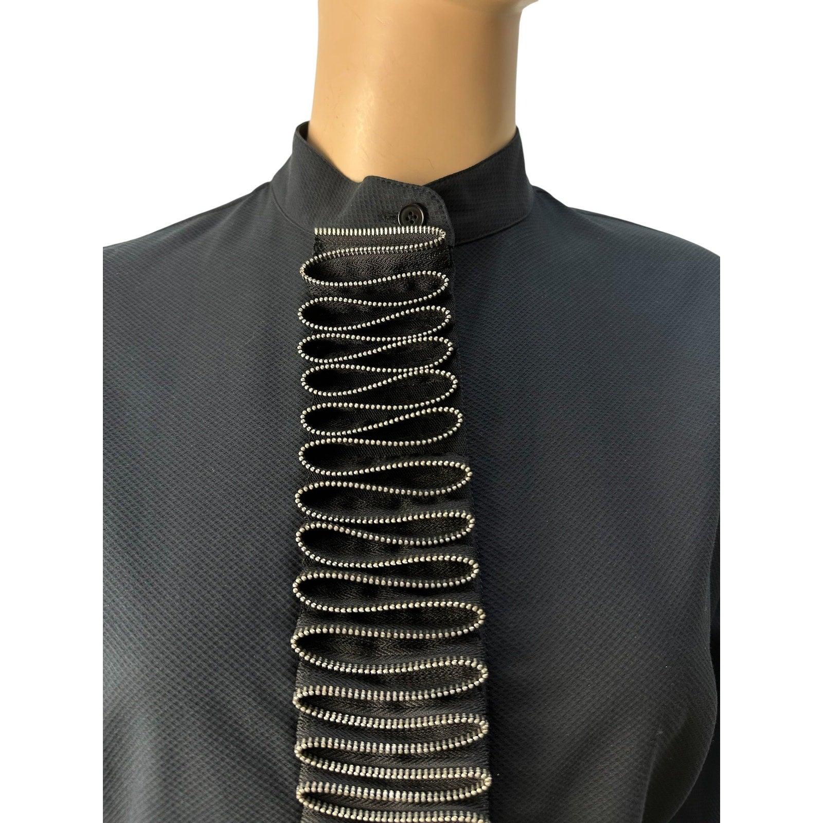STELLA MCCARTNEY Schwarz Baumwolle Zipper Detail Front Shirt Bluse Top Sz.40 im Zustand „Gut“ im Angebot in Krakow, PL