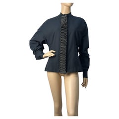 STELLA MCCARTNEY Schwarz Baumwolle Zipper Detail Front Shirt Bluse Top Sz.40