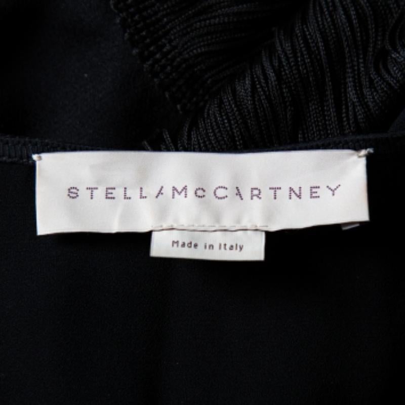 Stella McCartney Black Crepe Fringe Detail Sleeveless Top S For Sale 1