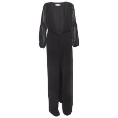 Stella McCartney Black Crepe Long Sleeve Maxi Wrap Dress S