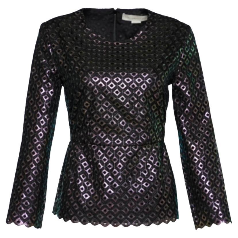 Stella McCartney Schwarzes Cutwork Schößchen-Top S