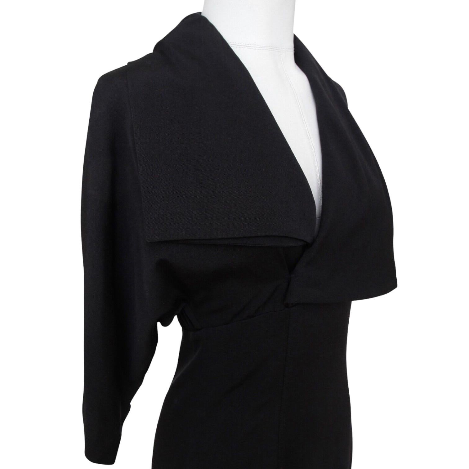 Women's STELLA MCCARTNEY Black Dress Wool Silk V-Neck 3/4 Sleeve Sz 38 For Sale