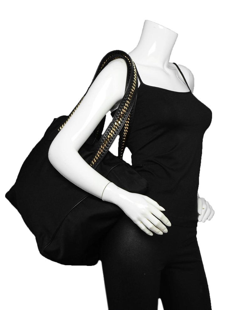 Stella McCartney Black Eco Nylon Tote Bag w Chain Detail