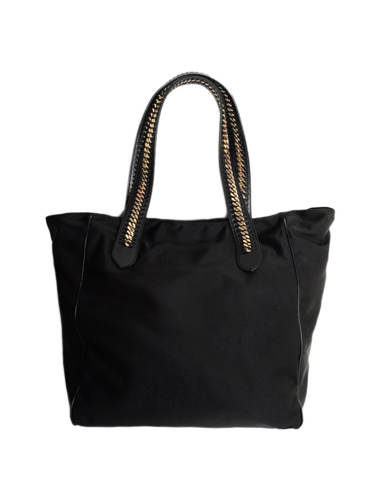 Stella McCartney Black Eco Nylon Tote Bag w/ Chain Detail For Sale at ...