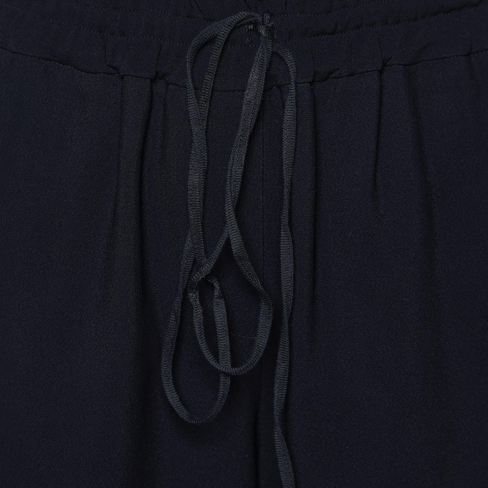 Nero Stella McCartney Pantaloni in crêpe impreziositi neri M. in vendita
