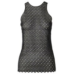 STELLA MCCARTNEY black embroidery anglaise eyelet sheer vest top IT38 US0 UK6 XS