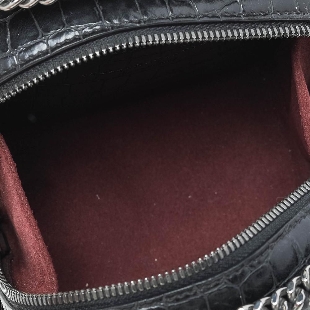 Stella McCartney Black Faux Croc Embossed Leather Falabella Tote 3