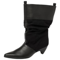 Stella McCartney Schwarze lässige Stiefeletten aus Kunstleder und Segeltuch Größe 36