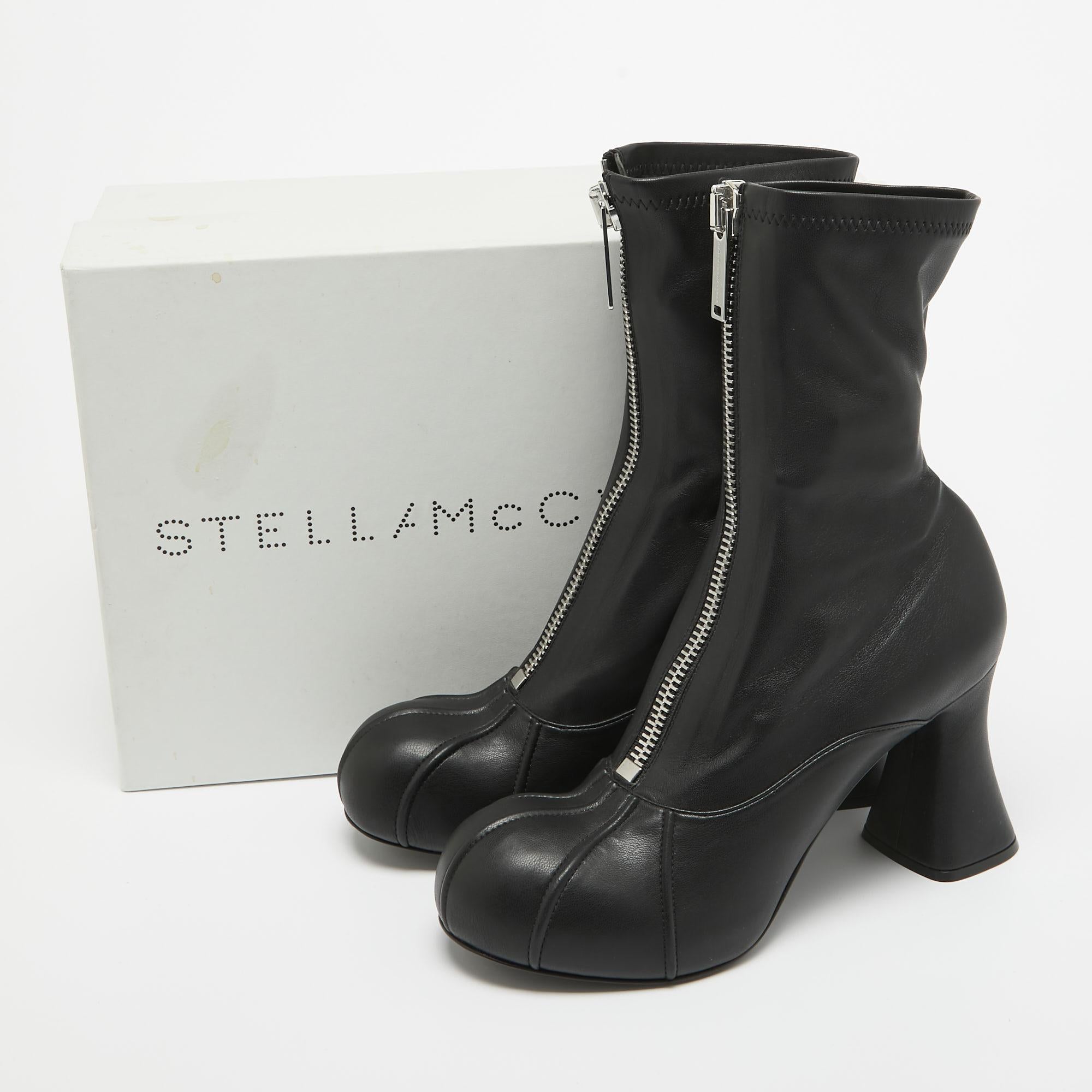 Stella McCartney Black Faux Leather Duck City Ankle Boots Size 41 For Sale 5