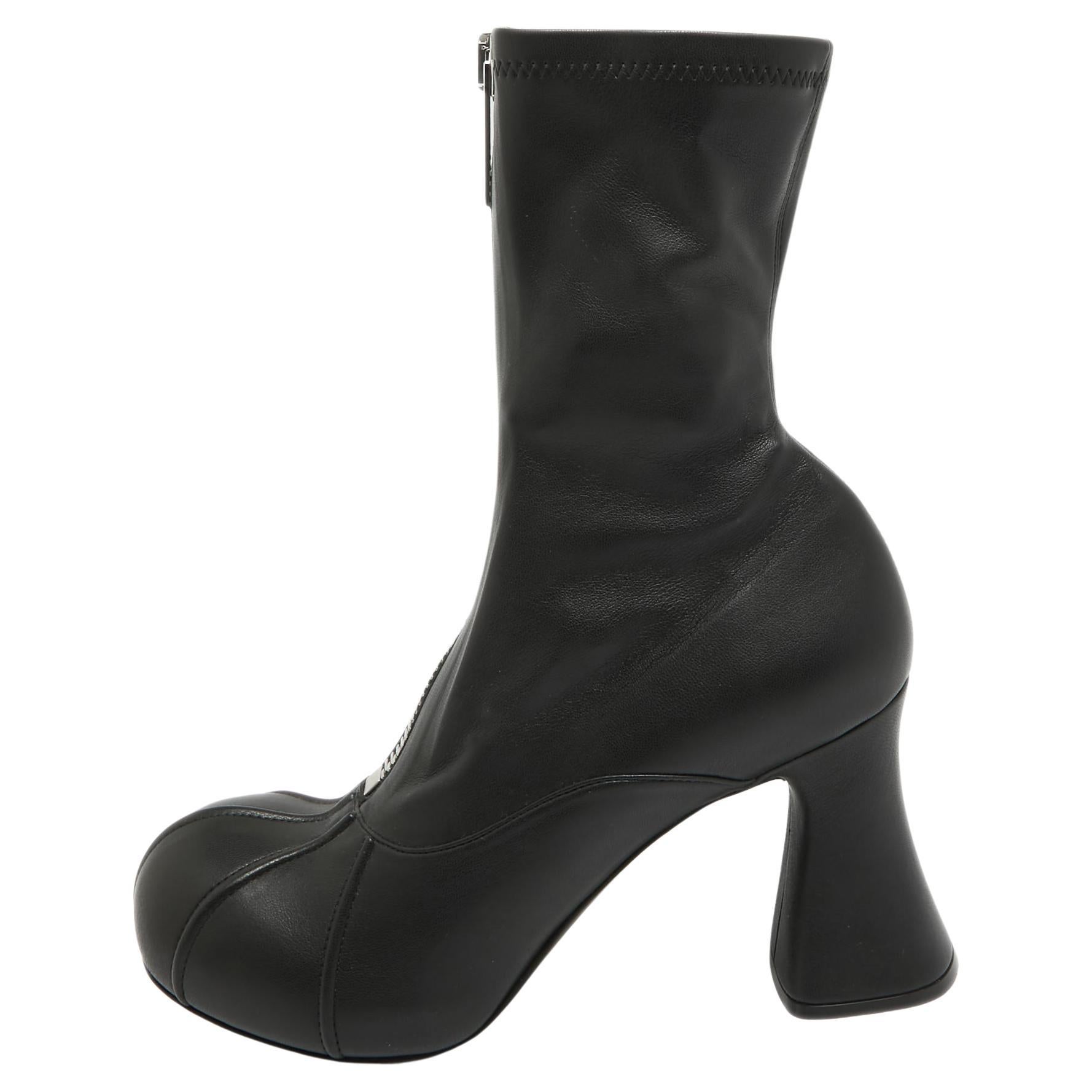 Stella McCartney Black Faux Leather Duck City Ankle Boots Size 41 For Sale