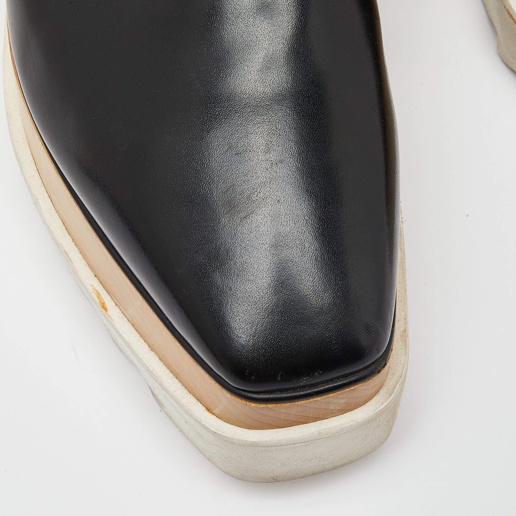 Stella McCartney Black Faux Leather Elyse Derby Sneakers Size 38 2