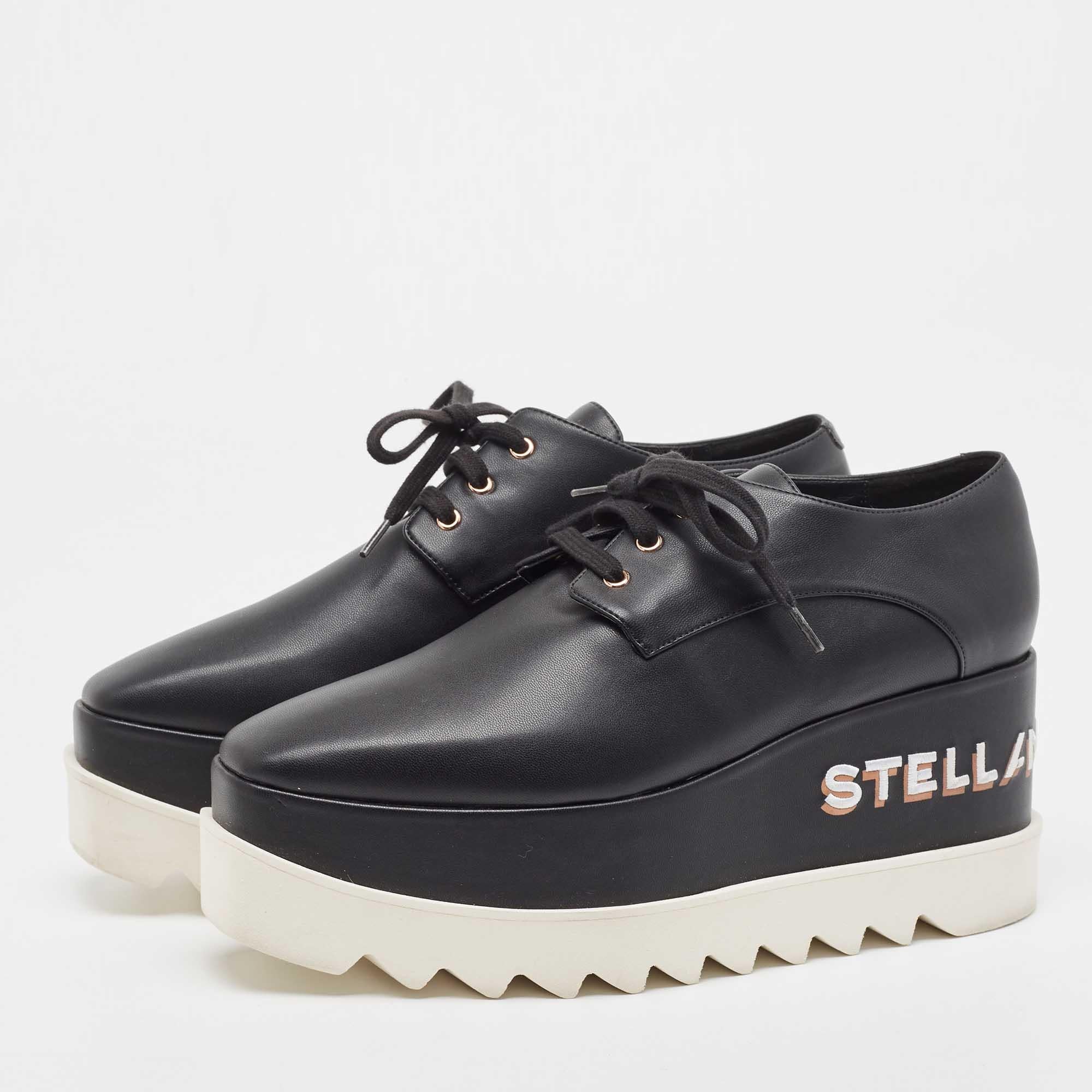 Stella McCartney exudes her high style and unique fashion taste with these Elyse derby shoes. They are brimming with exquisite details and has a faux leather exterior, laces, and thick platforms. Grab this pair today and let it help you express your