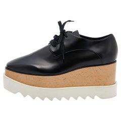 Stella McCartney Black Faux Leather Elyse Platform Derby Sneakers Size 36