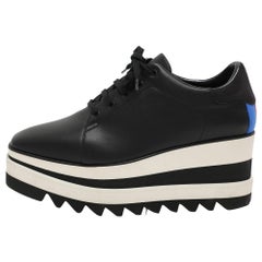Stella McCartney Black Faux Leather Elyse Platform Derby Sneakers Size 37