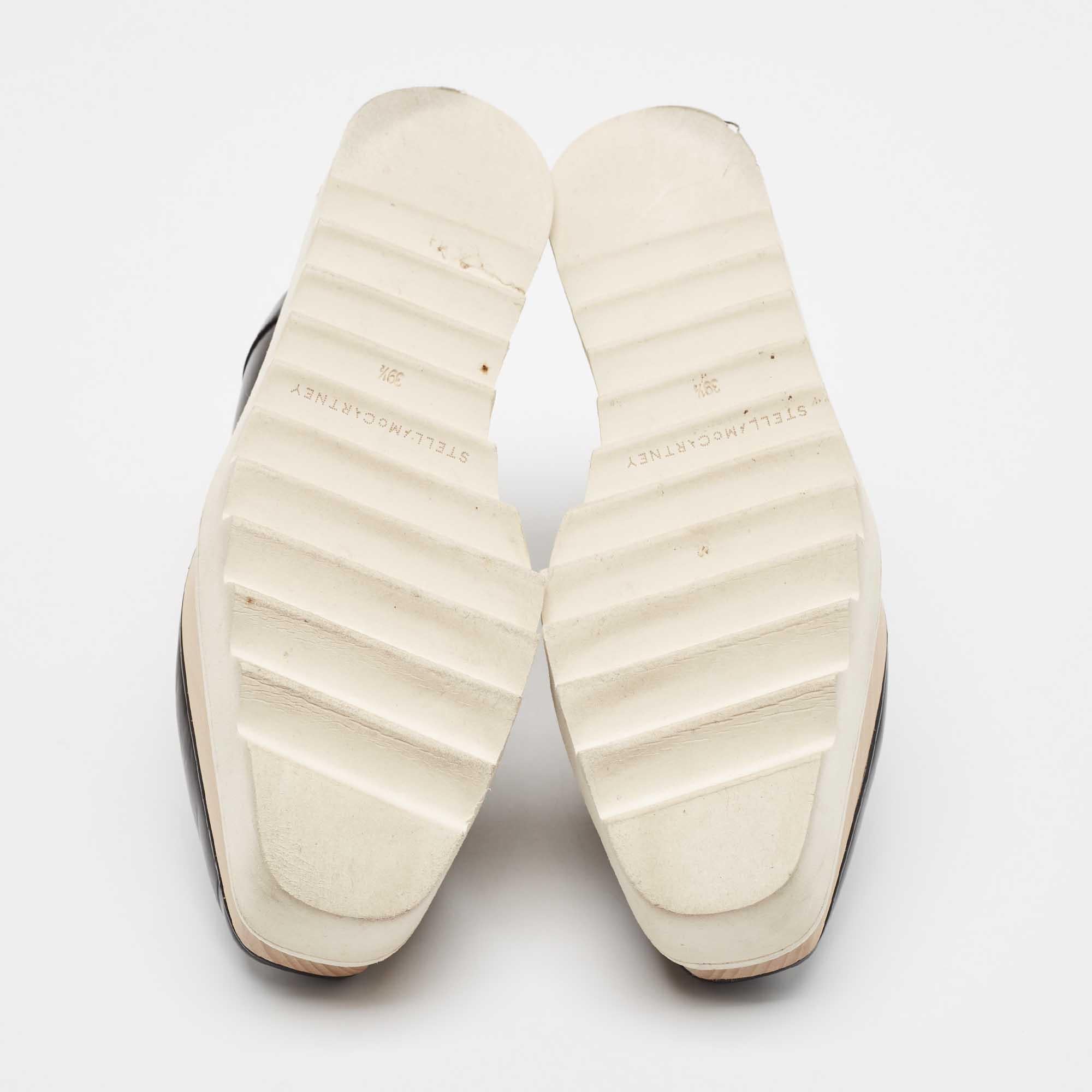 Stella McCartney Black Faux Leather Elyse Platform Derby Sneakers Size 39.5 1