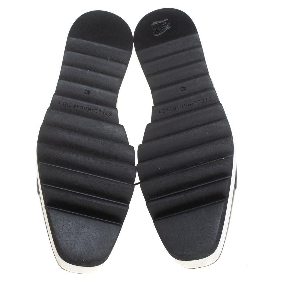 Women's Stella McCartney Black Faux Leather Elyse Platform Derby Sneakers Size 40