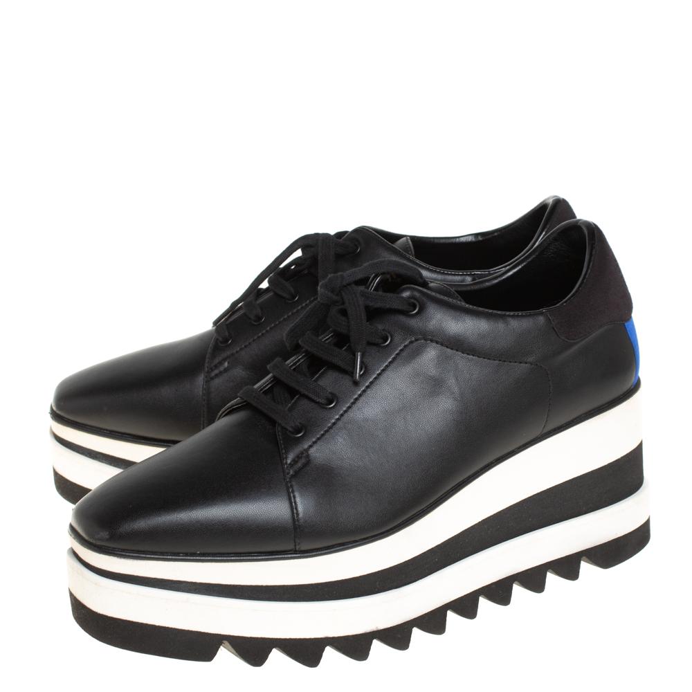Stella McCartney Black Faux Leather Elyse Platform Derby Sneakers Size 40 3