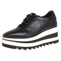 Stella McCartney Black Faux Leather Elyse Platform Derby Sneakers Size 40