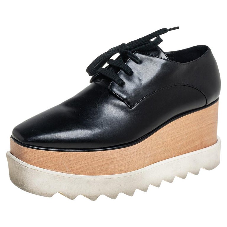 Stella McCartney Black Faux Leather Elyse Platforms Sneakers Size 36 at ...