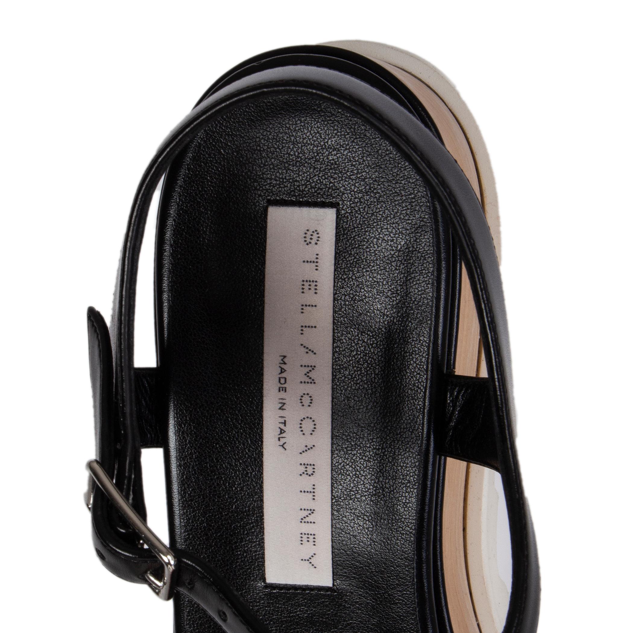 Beige STELLA MCCARTNEY black faux leather ELYSE Sandals Shoes 39