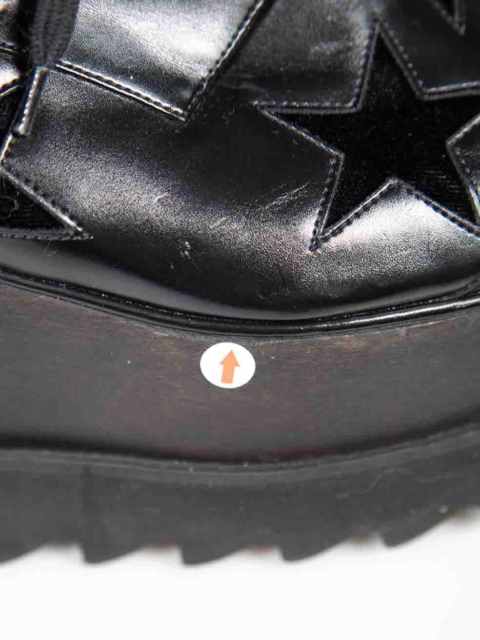 Stella McCartney Black Faux Leather Elyse Star Derby Platforms Size IT 38 For Sale 4