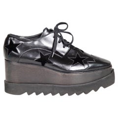 Stella McCartney Black Faux Leather Elyse Star Derby Platforms Size IT 38