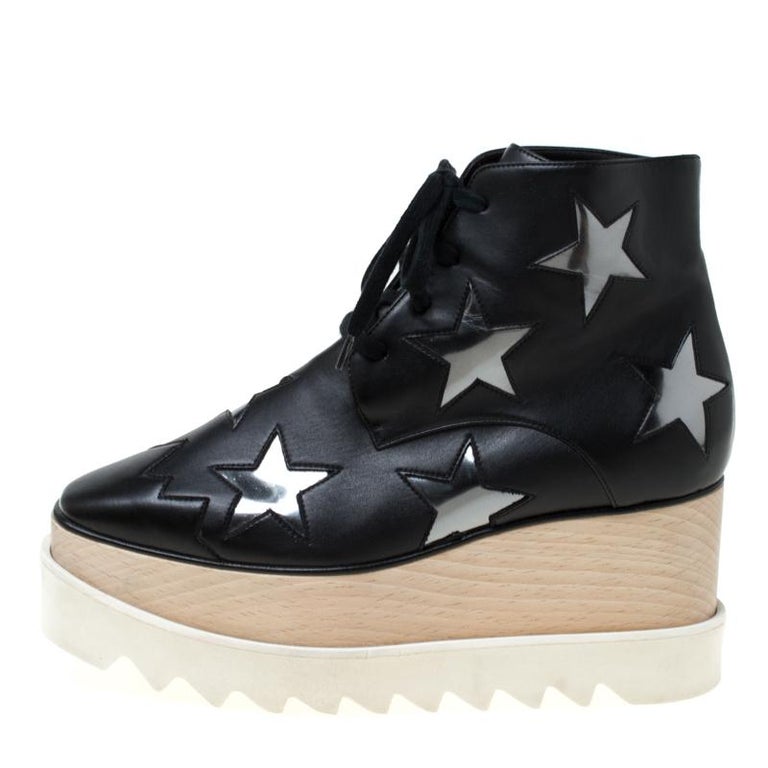 Sandales Plateformes Stella McCartney - Noir Simili Cuir - Modèle Elyse