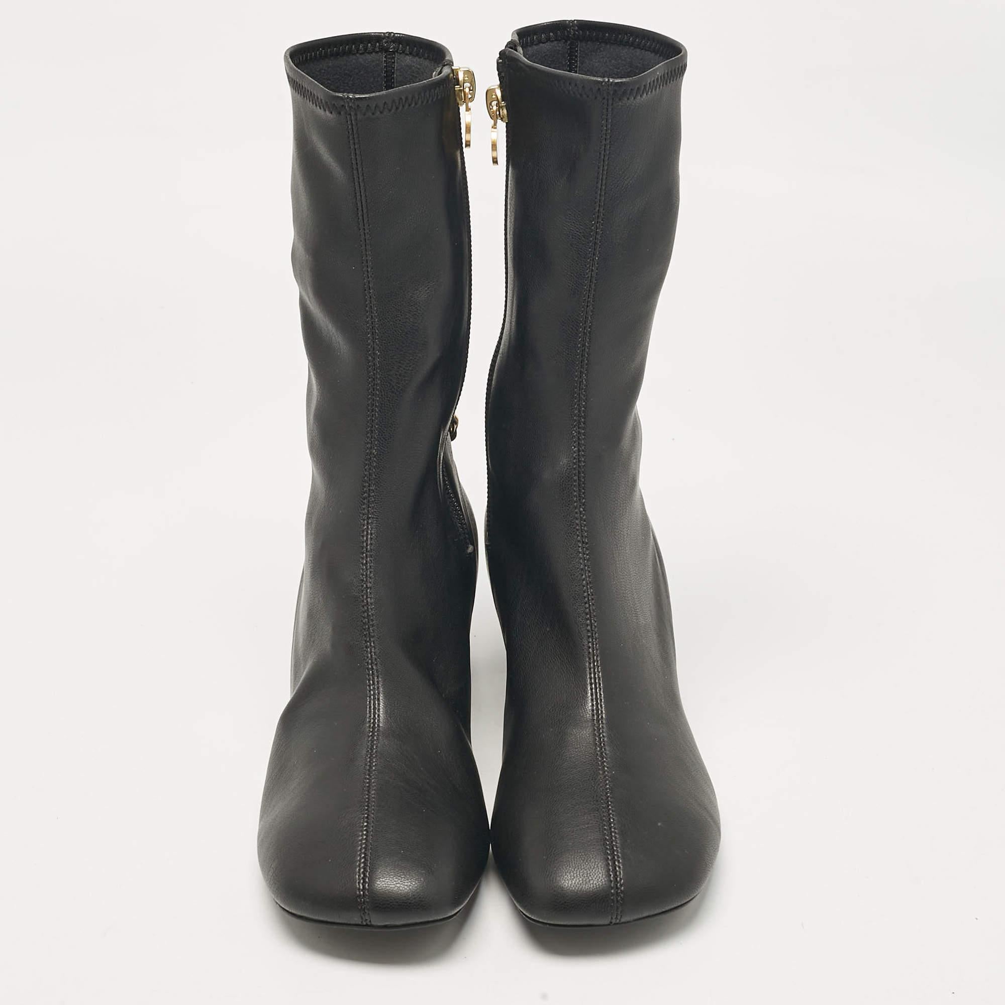 Noir Stella McCartney Black Faux Leather Falabella Ankle Boots Size 36 en vente
