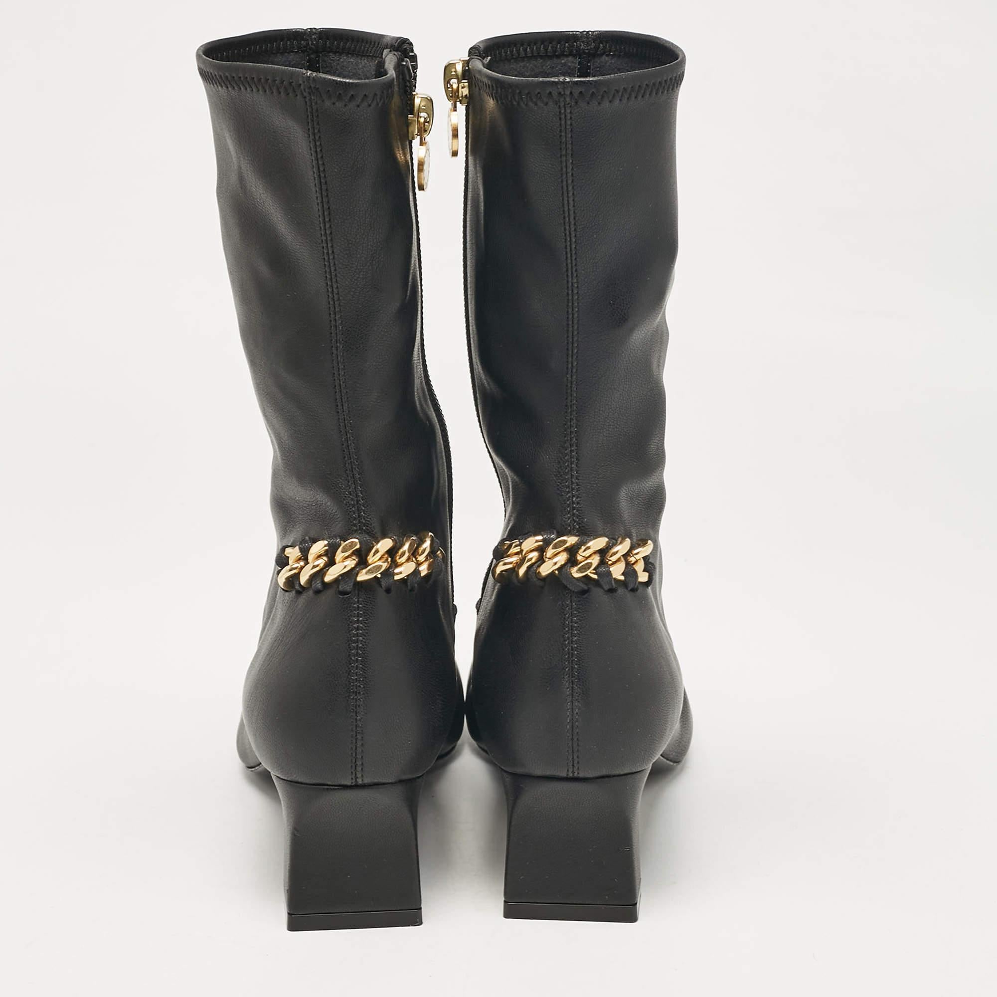 Stella McCartney Black Faux Leather Falabella Ankle Boots Size 36 Pour femmes en vente