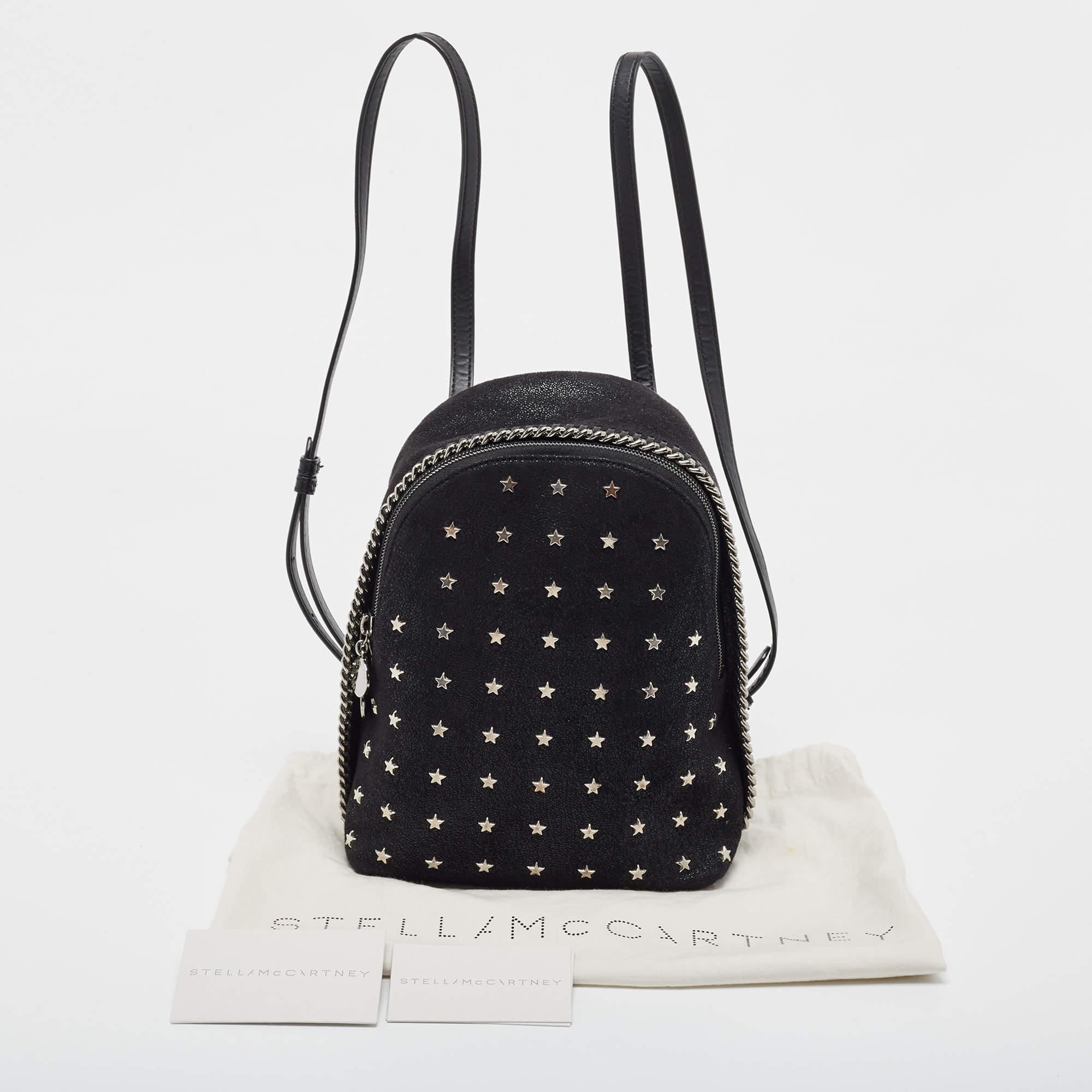 Stella McCartney Black Faux Leather Falabella Backpack For Sale 10