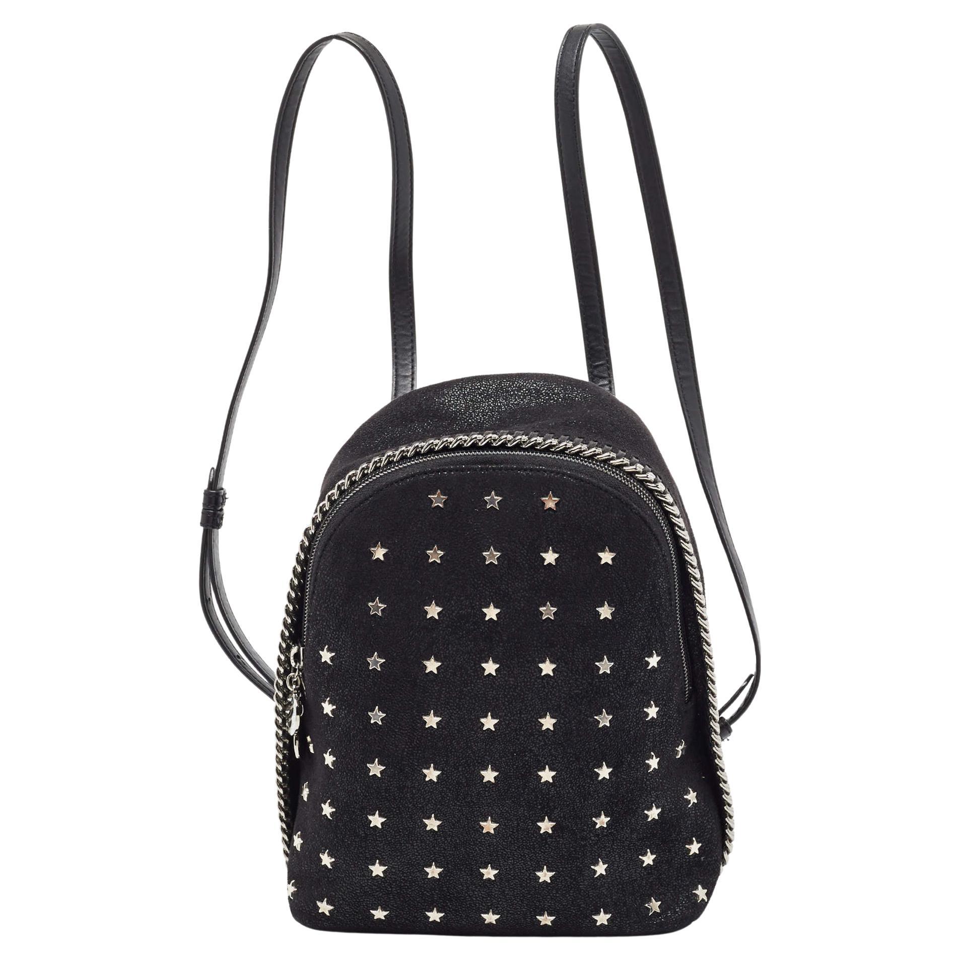 Stella McCartney Black Faux Leather Falabella Backpack For Sale