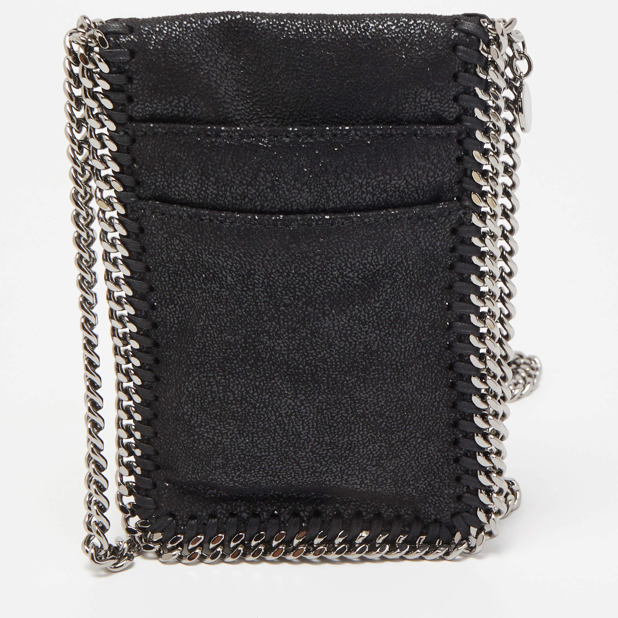  Stella McCartney Black Faux Leather Falabella Phone Crossbody Bag Pour femmes 
