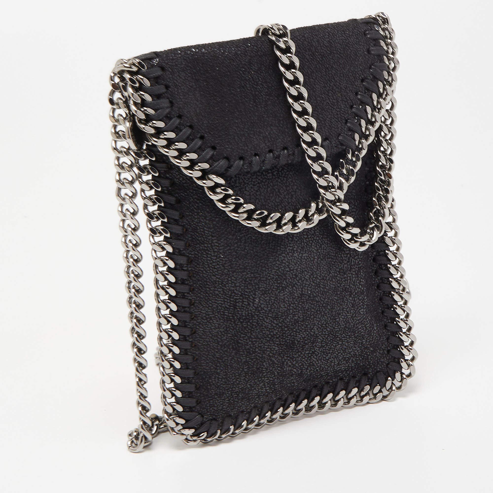 Stella McCartney Black Faux Leather Falabella Phone Crossbody Bag 4