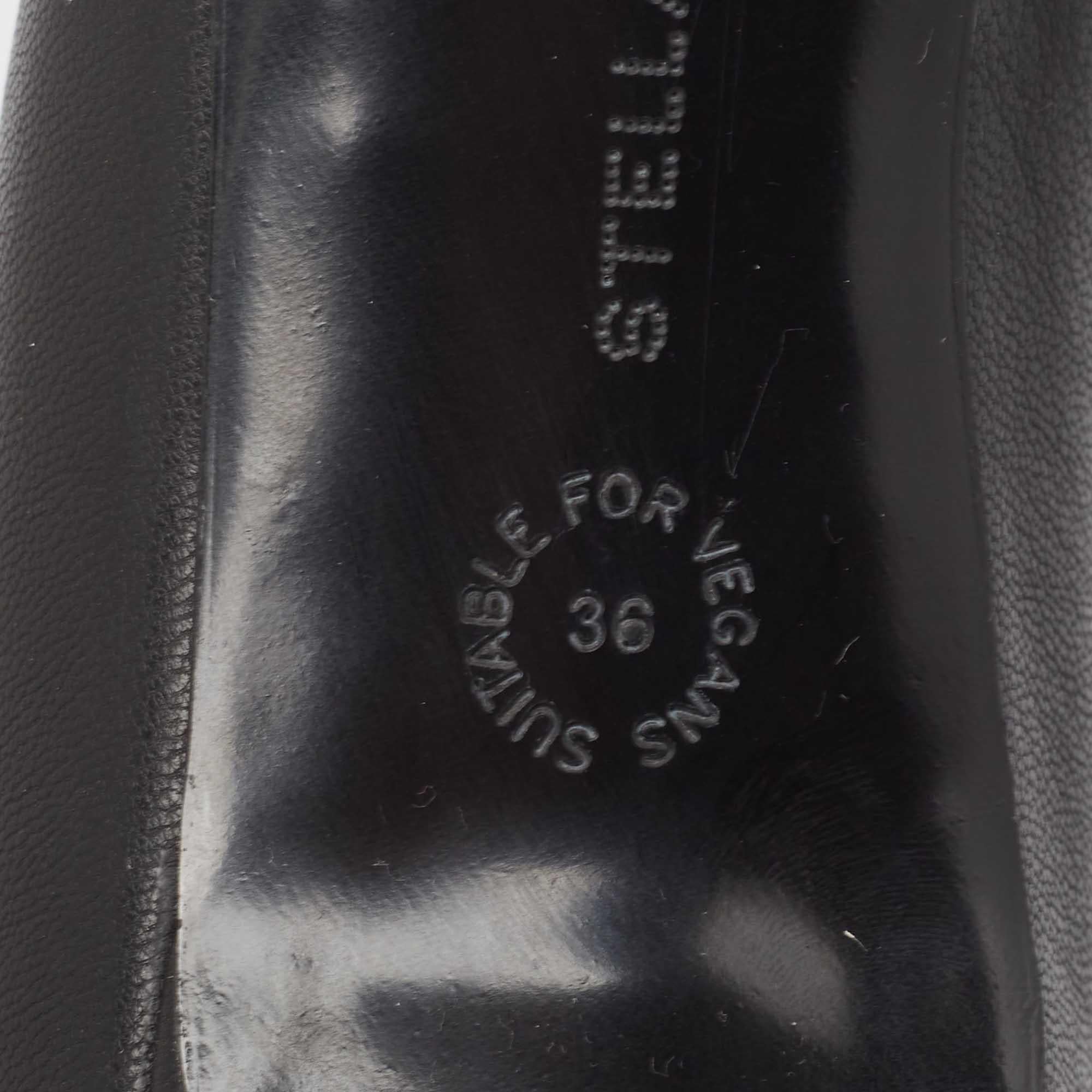 Stella McCartney Black Faux Leather Falabella Stretch Ankle Boots Size 36 en vente 3