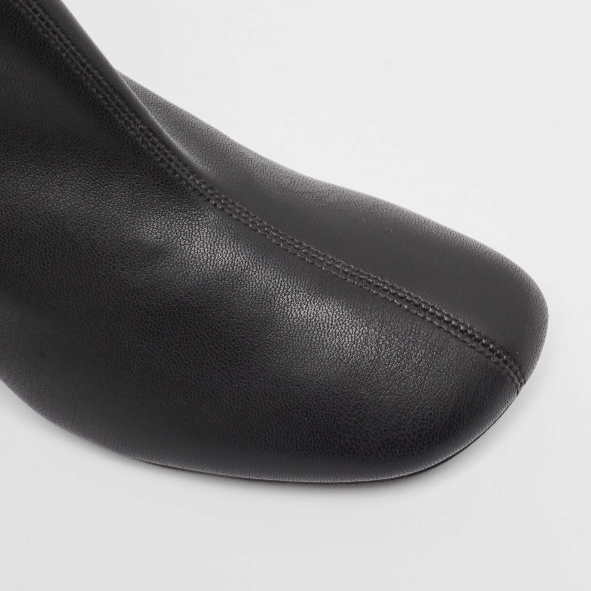 Stella McCartney Black Faux Leather Falabella Stretch Ankle Boots Size 36 en vente 4