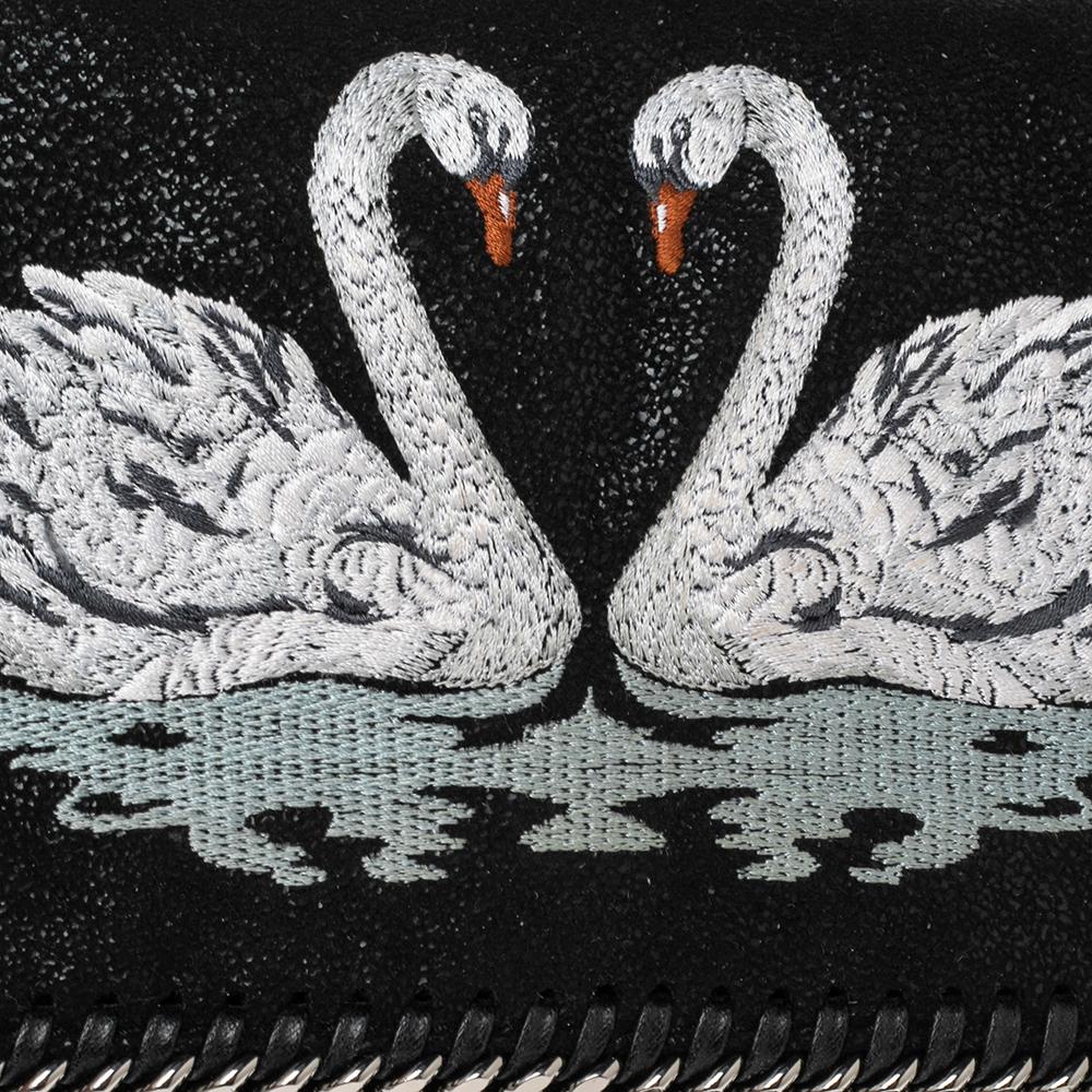 Stella McCartney Black Faux Leather Falabella Swan Crossbody Bag 1