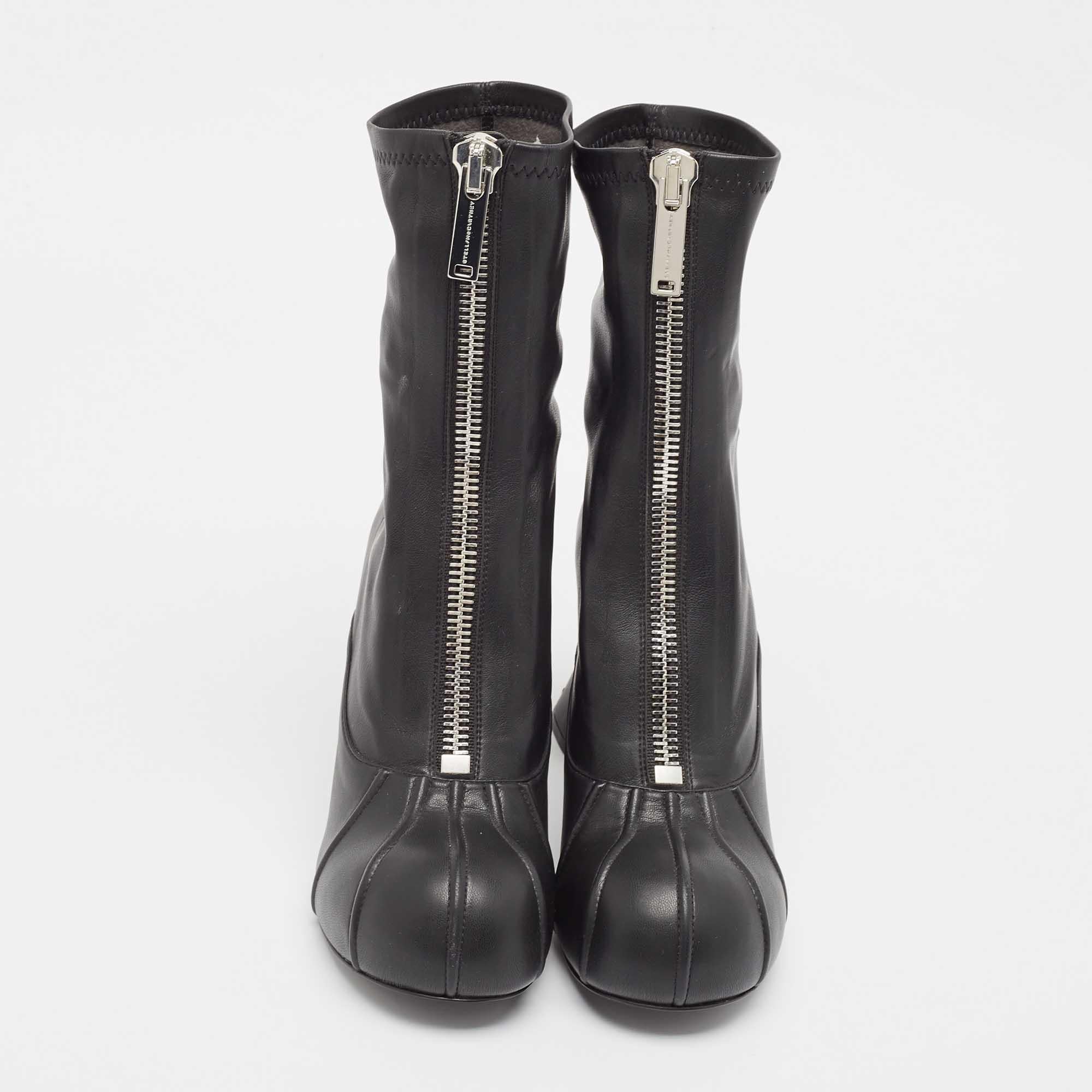 Noir Stella McCartney Black Faux Leather Groove Ankle Length Boots Size 41