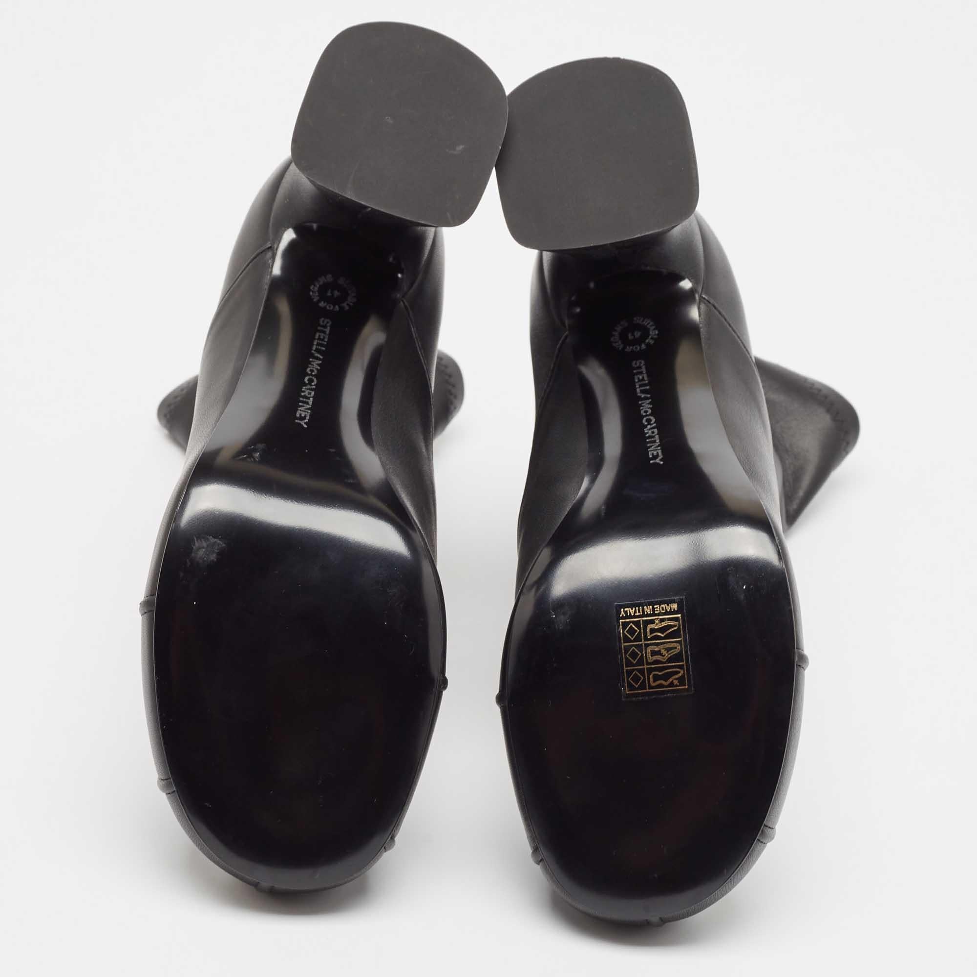 Stella McCartney Black Faux Leather Groove Ankle Length Boots Size 41 1